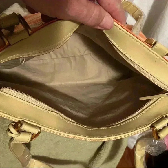 NWOT Etienne Aigner Striped Purse. Y2K Still Plastic Wrapped Handles, Never Used - Picture 6 of 11